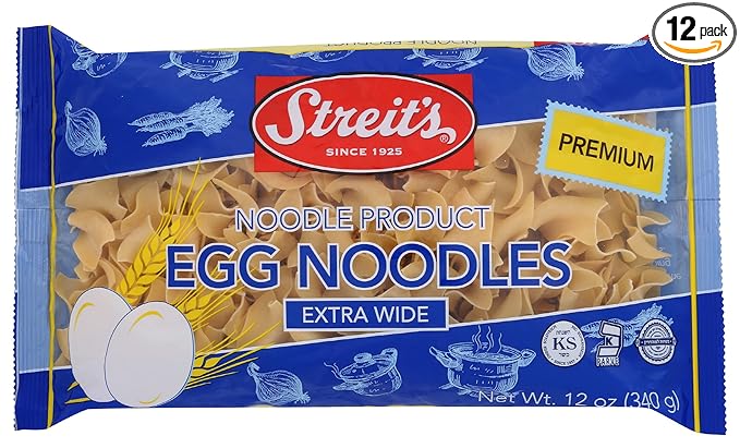 Streit's Wide Egg Noodles Pasta Noodles for Chow Mein Noodle Soup Ramen Lo Mein &amp More Low Sodium Meals Kosher Certified 12 Ounce (Pack of 12)