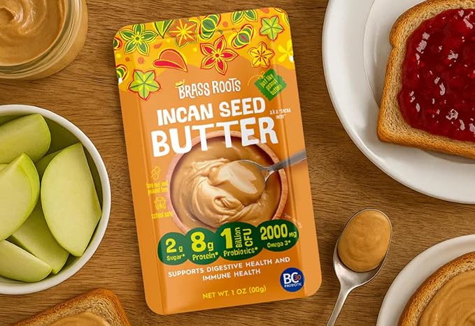 Brass Roots - Incan Seed Butter - Single Serving Grab n Go (10 Pack) - Peanut Butter Alternative - School Safe - Top 9 Allergy Free - Supports Gut Health