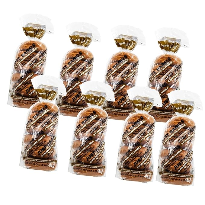 Just Bagels Pumpernickel Bagels - 8 Packs Of 6 Bagels Per Pack - 48 Total Non-GMO