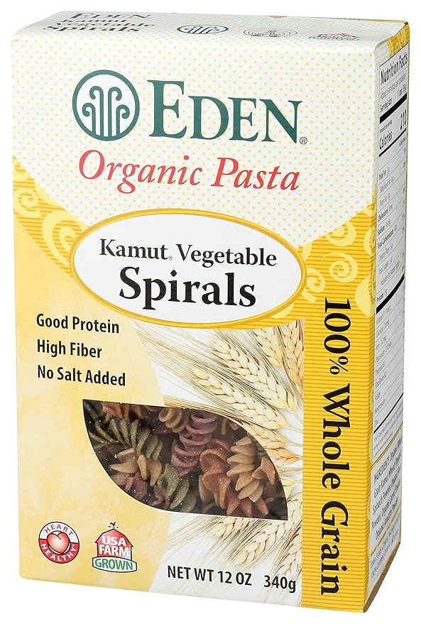 Eden Foods Organic Kamut Spirals Whole Grain Pasta No Salt Added 12 Ounces (Pack Of 6)