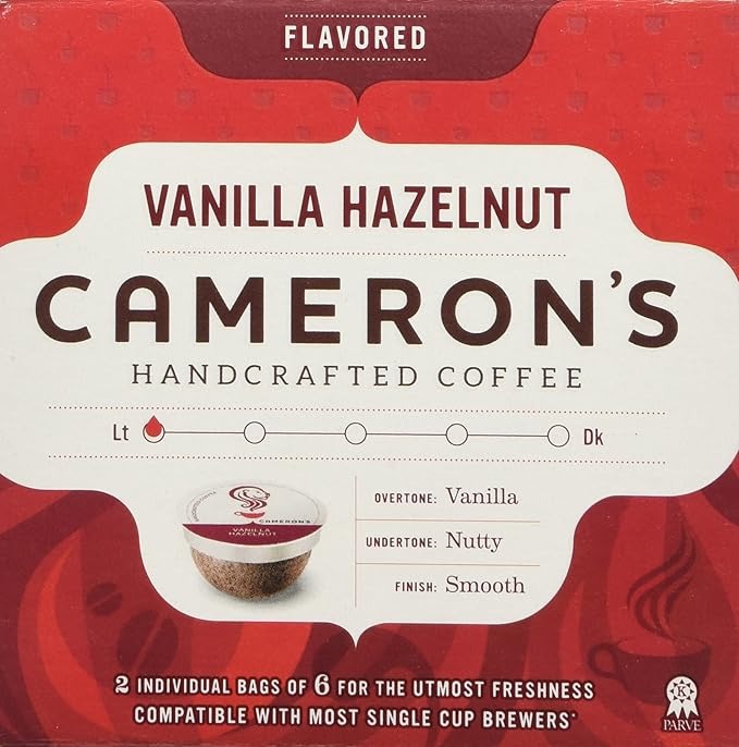 CAMERON'S VANILLA HAZELNUT COFFEE 24 SINGLE SERVE CUPS