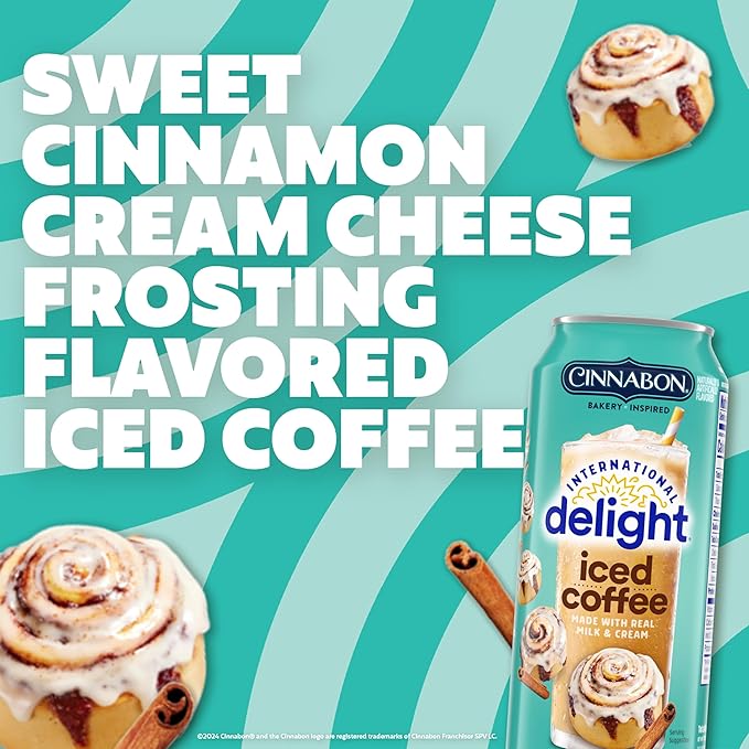 International Delight Iced Coffee Cinnabon® Grab and Go Coffee Drinks Made with Real Milk and Cream 15 FL OZ Can 12 Count