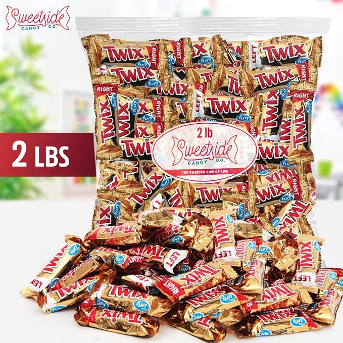 Twix Fun Size Candy Bars Left and Right 2lb Pack of Bulk Chocolate Candy Individually Wrapped Ideal Caramel Chocolate for Sharing with Friends Perfect Twix Mini Candy Bars for Parties and Events