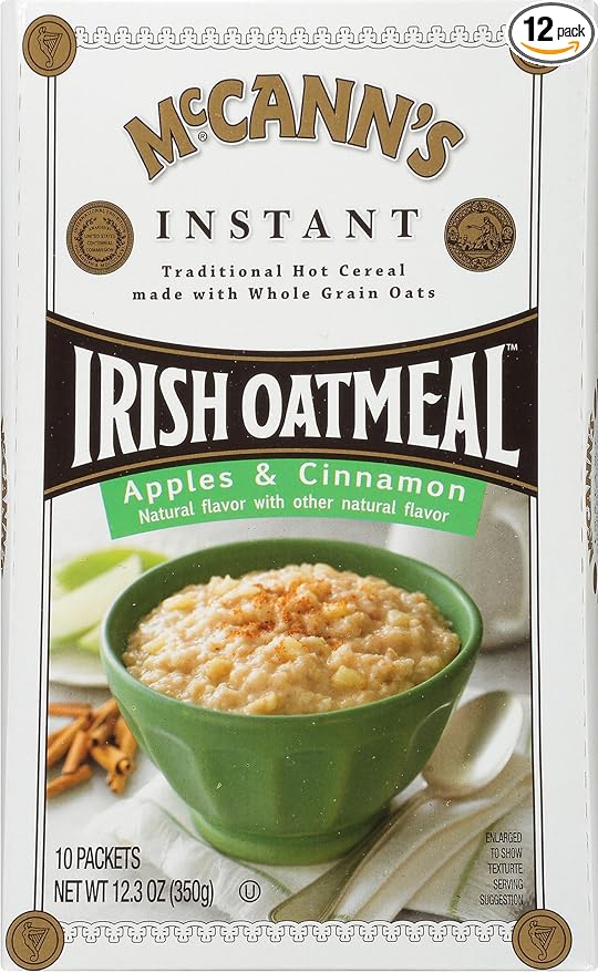 McCann's Instant Irish Oatmeal Apples &amp Cinnamon 10 Packets (Pack of 12)