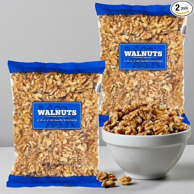 Kirkland Walnut Halves – US #1 Grade Walnuts for Baking Cooking &amp Snacking – Product of USA – 2 Pack (3 lb Each 6 lb Total) Resealable Bags