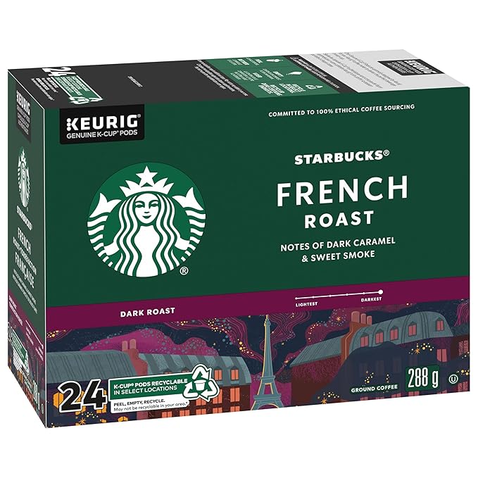 Starbucks French Roast Dark Roast Coffee Single Serve Keurig K-Cup Pods 24 Capsules