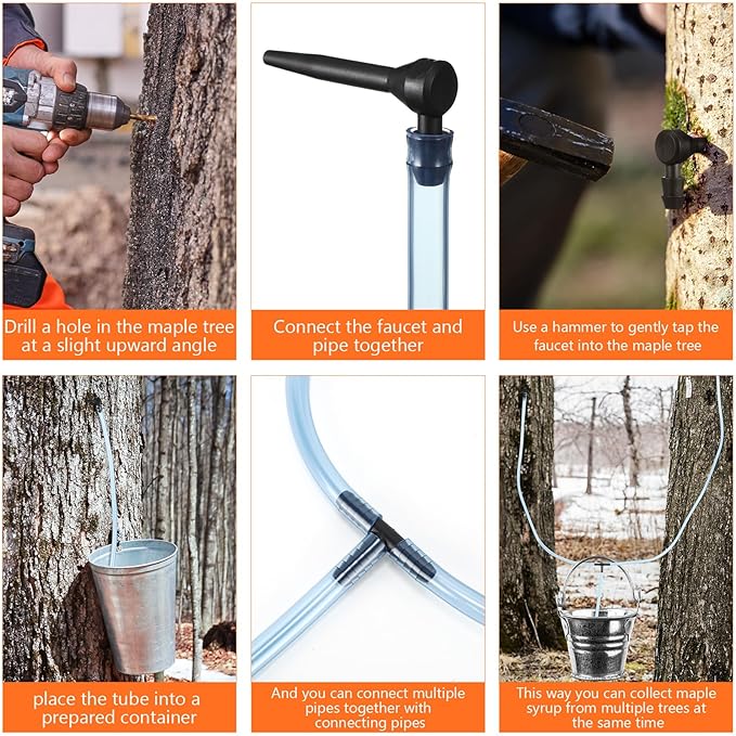 Joyfolk Maple Syrup Tapping Kit Include 118 ft Tree Tapping Tubing Line 20 Syrup Taps 10 T-type Water Pipe Connecting Pipe and 1 Maple Tap Drill Bit for Experts