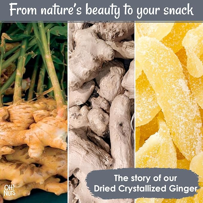 Oh! Nuts Ginger Candy - 4 lb - Dried Fruit Slices - with Crystallized Sugar Candied Coating - Dehydrated Fruit Bites - Packed in New York Zip-Seal Bag for Exceptional Freshness
