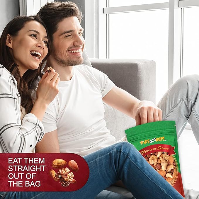 Raw Deluxe Unsalted Mixed Nuts- Premium Quality Kosher Mixed Nuts Snack by We Got Nuts- Natural Rich Flavor Cashews Walnuts Almonds Pecans Macadamia Nuts &amp More- Packed in A Resealable Bag- 3