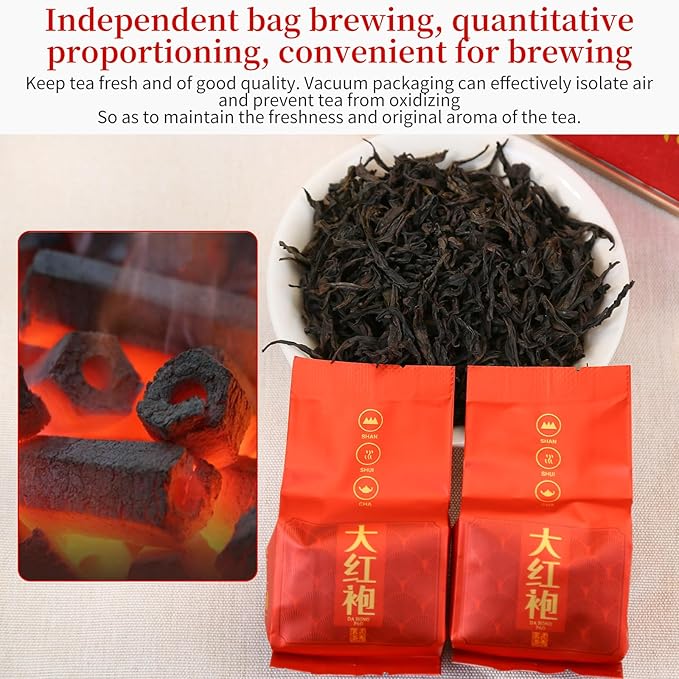 XIXICHA Dahongpao Oolong Tea Rock Tea 80g/2.82oz 8g*10bags Chinese Loose leaf Tea Big Red Robe Strong Flower Aroma Wuyi Mountain Da Hong Pao 大红袍 乌龙茶 茶叶 福建武夷山岩茶 独立包装袋泡