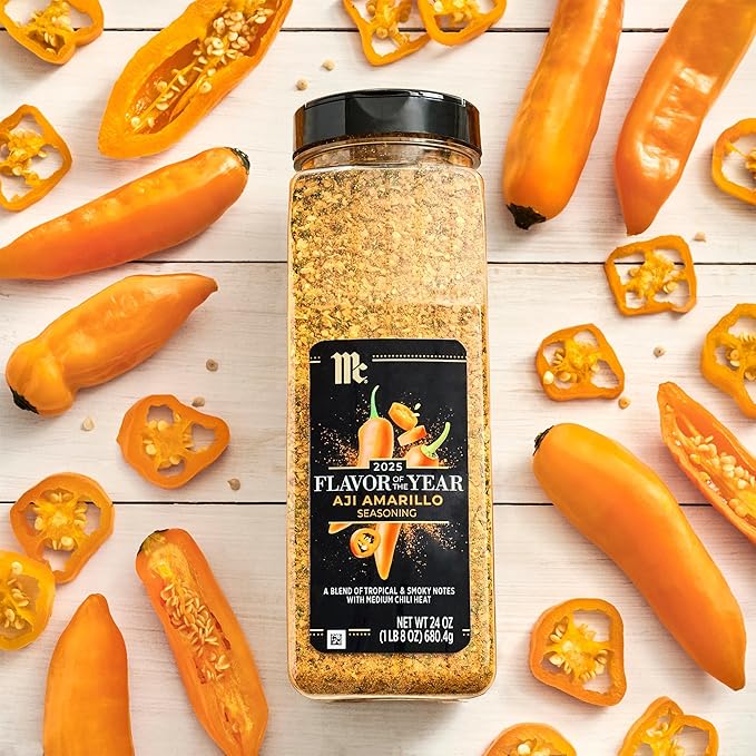 McCormick Seasoning Aji Amarillo 2025 Flavor of the Year Made for Chefs Blend of Tropical &amp Smoky Notes with Medium Chile Heat For Seafood Fish Veggies Poultry Sauces Salsa and More 24