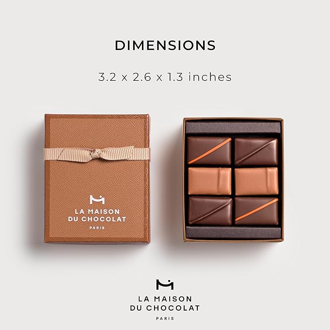 LA MAISON DU CHOCOLAT Pralines Gift Box Gourmet Milk and Dark French Chocolate Gift Box (6 Pieces)
