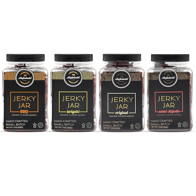 Aufschnitt Meats Beef Jerky Jar - Grass Fed Beef - Kosher and Keto Friendly - Gift Idea - 8 oz Jar Variety
