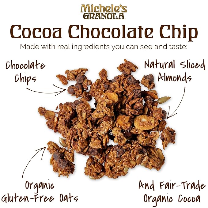Michele's Granola Cocoa Chocolate Chip Handmade Whole Grain Vegan Gluten-Free &amp Non-GMO 36oz Resealable Bag