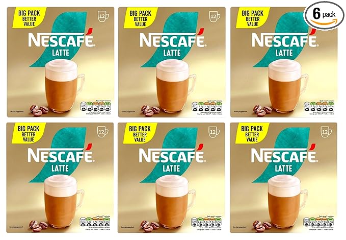 NESCAFÉ Latte x12 Instant Coffee Sachets (Pack of 6 Total 72 Sachets)