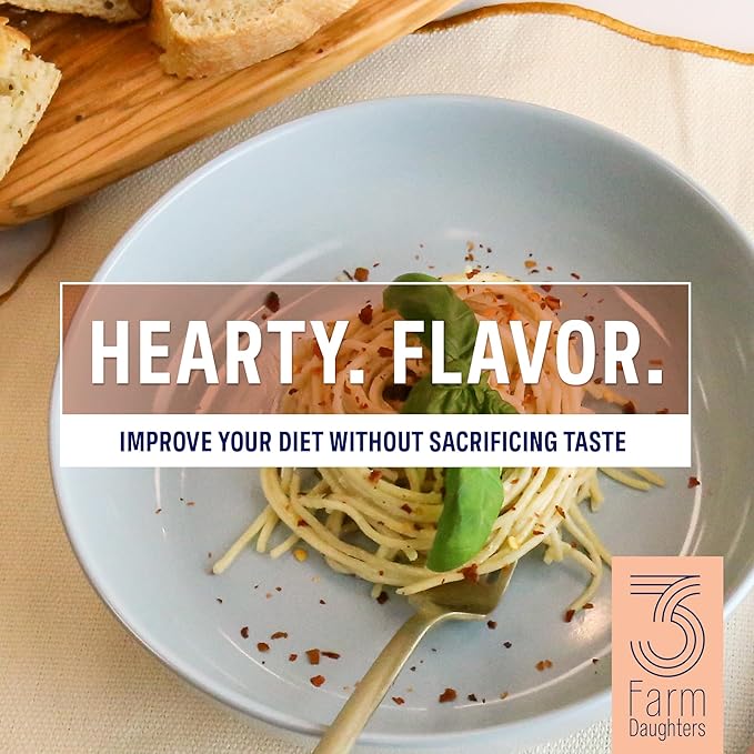 Three Farm Daughters High Fiber Pasta Spaghetti Pack Irresistible Low GI Non GMO Spaghetti Pasta Noodles Low Net Carb Made in the USA from Just 2 Simple Ingredients 12 oz. (4 Pack)