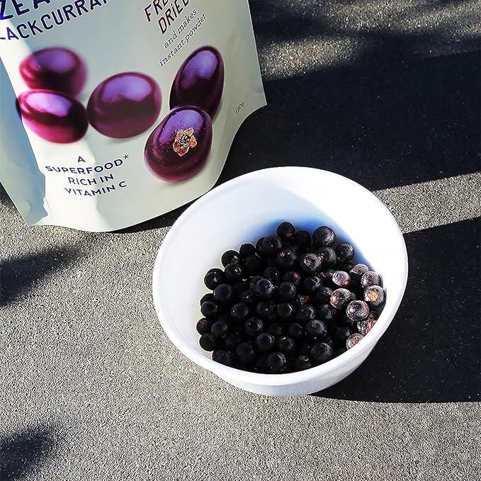 ViBERi Freeze-Dried Organic Blackcurrants 120 g | 100% NZ-Grown Superfruit Berries Natural Vitamin C &amp Anthocyanins Vegan • Non-GMO • No Added Sugar