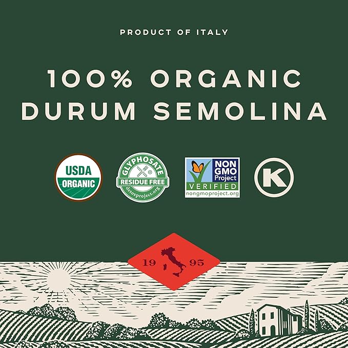 Bionaturae Rigatoni Pasta Noodles - Durum Semolina Pasta Kosher High Protein Non-GMO Verified USDA Certified Durum Semolina Rigatoni Rigatoni Pasta Organic Crafted in Italy - 16 Oz 3 Pack
