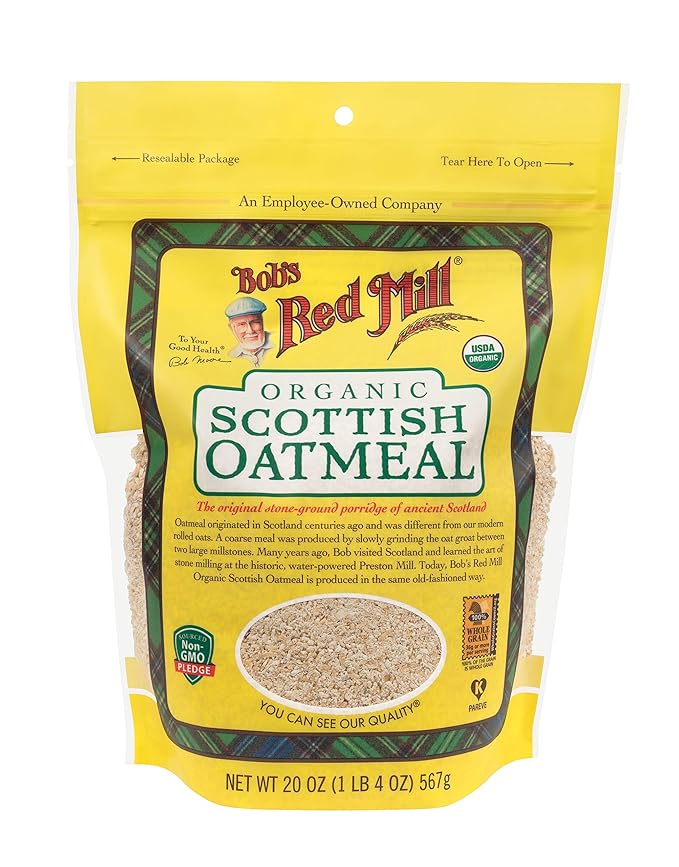 Bob's Red Mill Organic Scottish Oatmeal 20oz (Pack of 4) - Non GMO Whole Grain Vegan Kosher