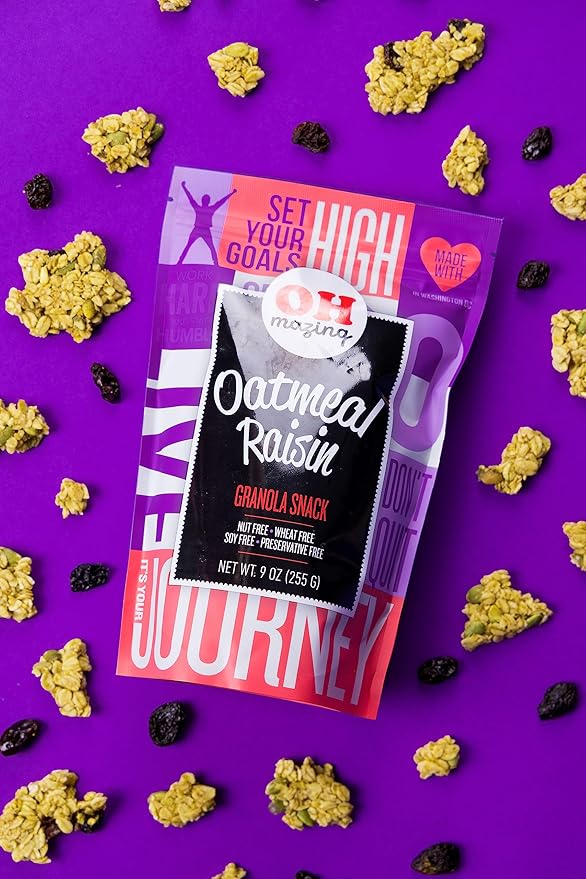 Oh-Mazing Granola Snack Gluten-Free Nut-free No Soy No Preservatives Small Batch 3 Count 9 oz Bags (Oatmeal Raisin)