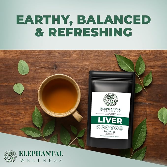 Elephantal Wellness Liver Herbal Tea – Supports Liver Detox Repair &amp Resilience | Milk Thistle Artichoke Leaf Dandelion Root &amp Burdock | Caffeine-Free Loose Leaf Herbal Tea – 2oz 20 Servin