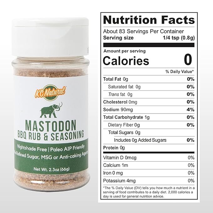 KC Natural - Paleo AIP Seasoning and Salt Bundle (3 Pack) - Mastodon Rub (2.5 oz) Seasoned Sea Salt (2.5 oz) All Purpose Seasoning (2.5 oz)