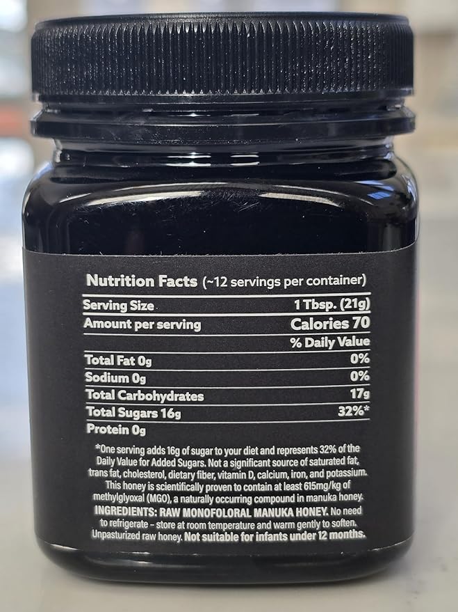 Hokitika Honey &amp Herb Raw Manuka Honey MGO 615+ from New Zealand. 100% Pure High Strength Medical Grade Non-GMO Monofloral Manuka flower honey. 8.8oz (250g)