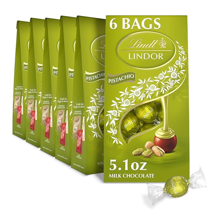 Lindt LINDOR Pistachio Milk Chocolate Candy Truffles 5.1 oz. Bag