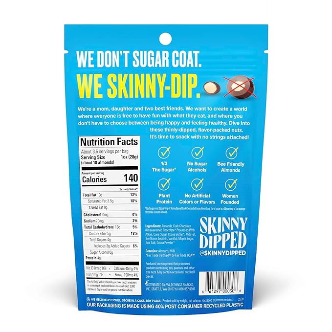 SkinnyDipped Faves Variety Pack Healthy Snack Plant Protein Gluten Free Pack of 6