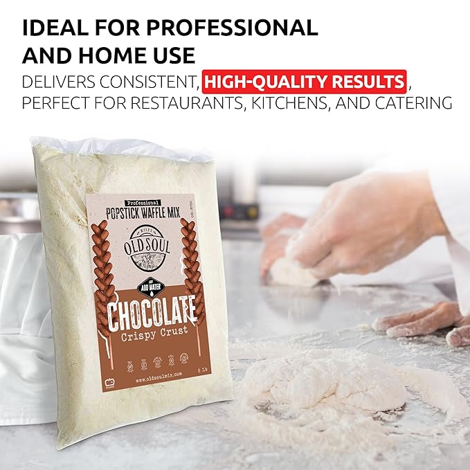 OldSoul Professional Popstick Waffle Mix | Chocolate Flavor | Stick Waffles Dough Mix | 5 Lbs | 112 Waffles (5 Lbs Traditional)