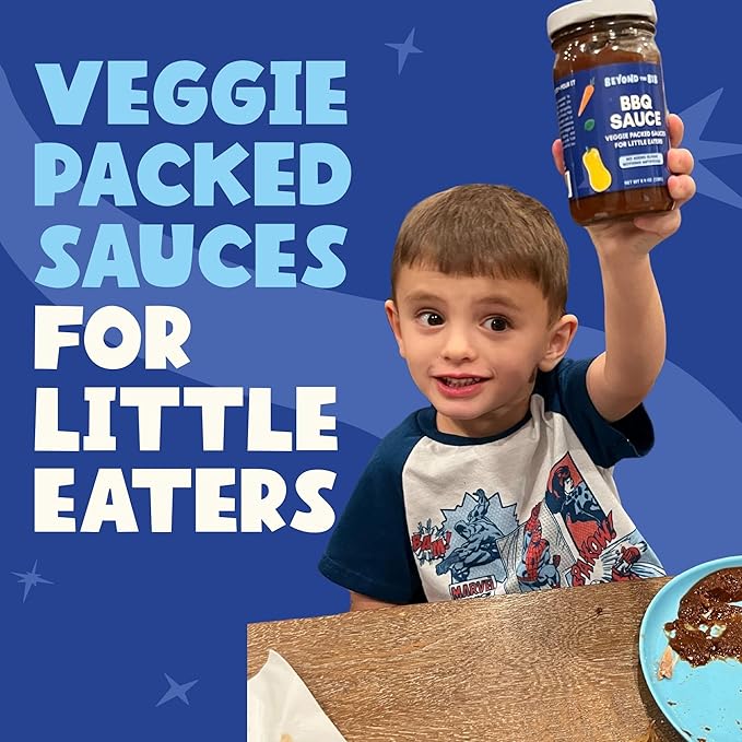 Beyond the Bib - Toddler and Kids Healthy Meal Sauces and Dips - Made with Vegetables No Added Sugar No Salt No Artificial Ingredients - Ready to Eat - For 24+ Months (BBQ - 3 Pack)