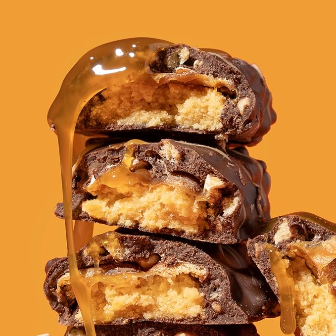 FITCRUNCH Snack Size Protein Bars 6-Layer Baked Bar 3g of Sugar Gluten Free &amp Soft Cake Core (9 Bars Caramel Peanut)