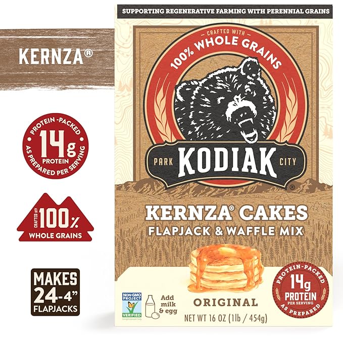 Kodiak Kernza Power Cakes Pancake &amp Waffle Mix Original High Protein100% Whole Grains (Pack of 6)