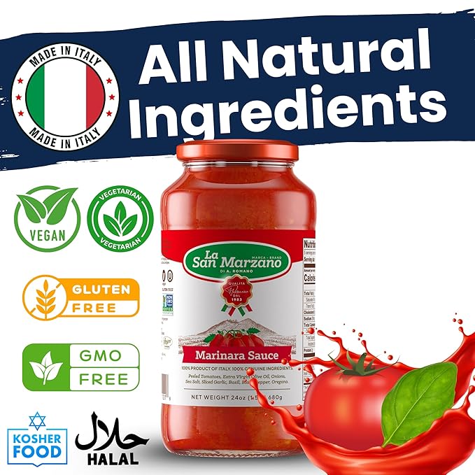 La San Marzano Variety Pack Tomato Basil Arrabiata Marinara Sauce 24 oz Pasta Sauce Made in Italy All Purpose Tomato Premium Quality All Natural Mediterranean Diet Non GMO Vegan Gluten Free