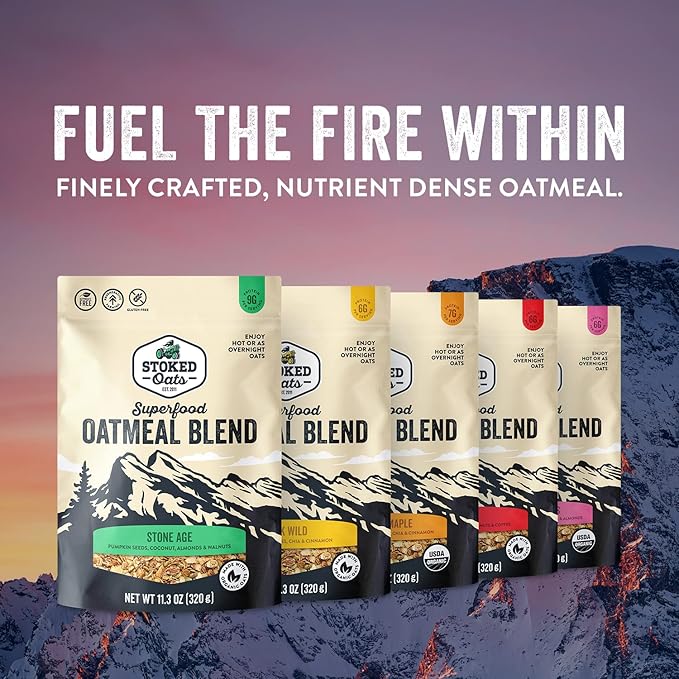 Stoked Oats Oatmeal Stone Age Blend 11.3 oz (Pack of 8)