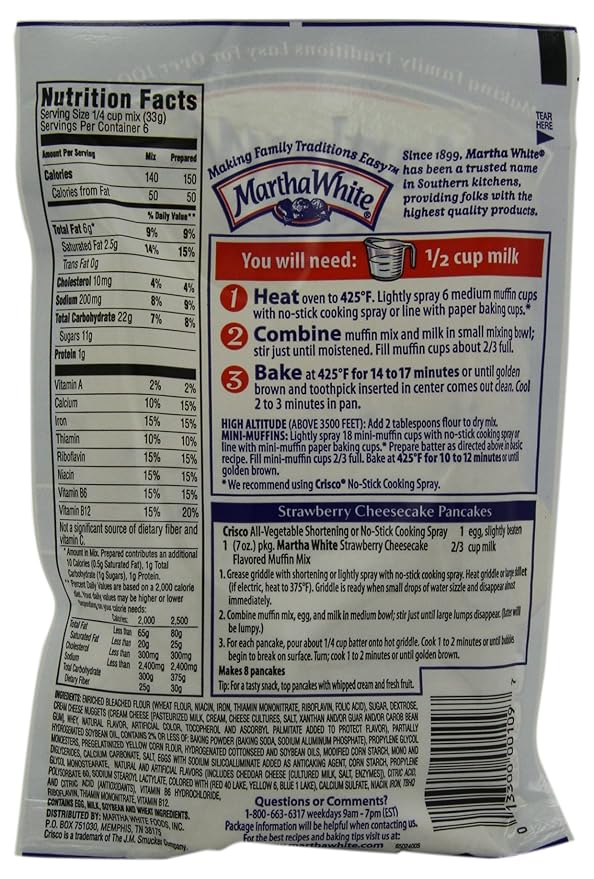 Martha White Muffin Baking Mix Strawberry Cheesecake 7 Ounce Packages Pack of 12 (1330000240)