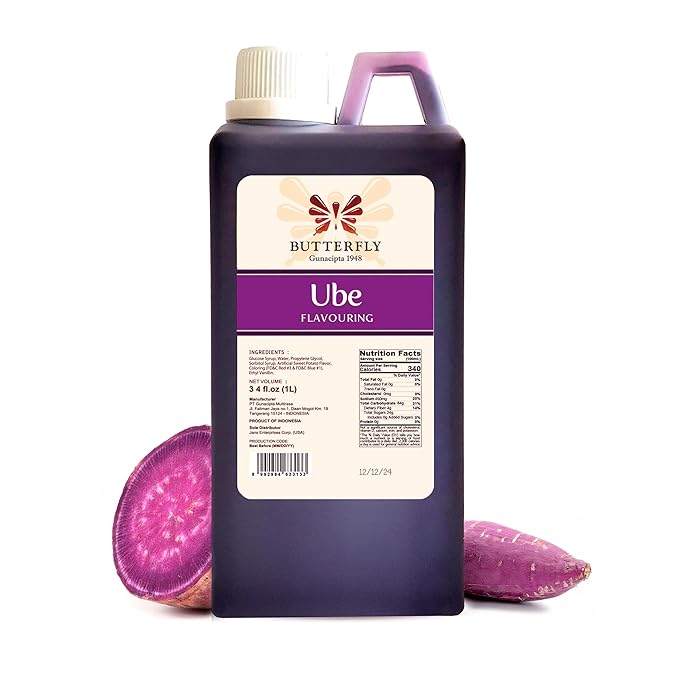 Ube Purple Yam Flavoring Extract Restaurant Size by Butterfly 1 Liter 34 Fl. Ounce