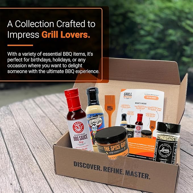 Grill Masters Club Flavor Game Strong BBQ Box | Premium BBQ Spices Sauces and Seasoning for the Ultimate Grill Master | Essential for Cooking Grilling and Smoking | Perfect Grill Gift for Men &amp