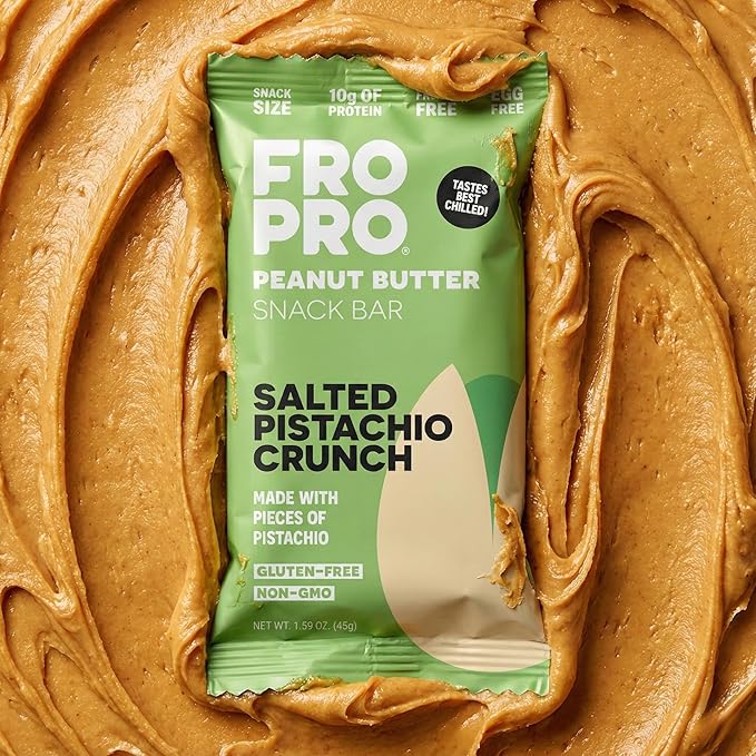 FROPRO Plant Protein Snack Bars - Plant Based Protein All-Natural Gluten Dairy &amp Soy Free High Protein Bars with Low Calories | Salted Pistachio Crunch 24 Pack