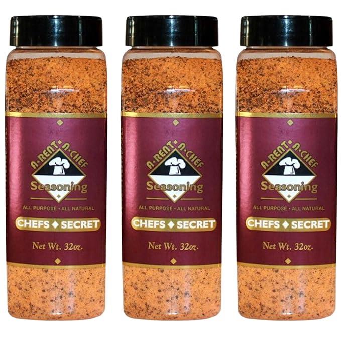 A-Rent-A-Chef All Natural All Purpose Chef's Secret Seasoning - Gluten Free - MSG Free - 32 oz. - 3 Pack - Made in the USA - Proudly Made in Nebraska