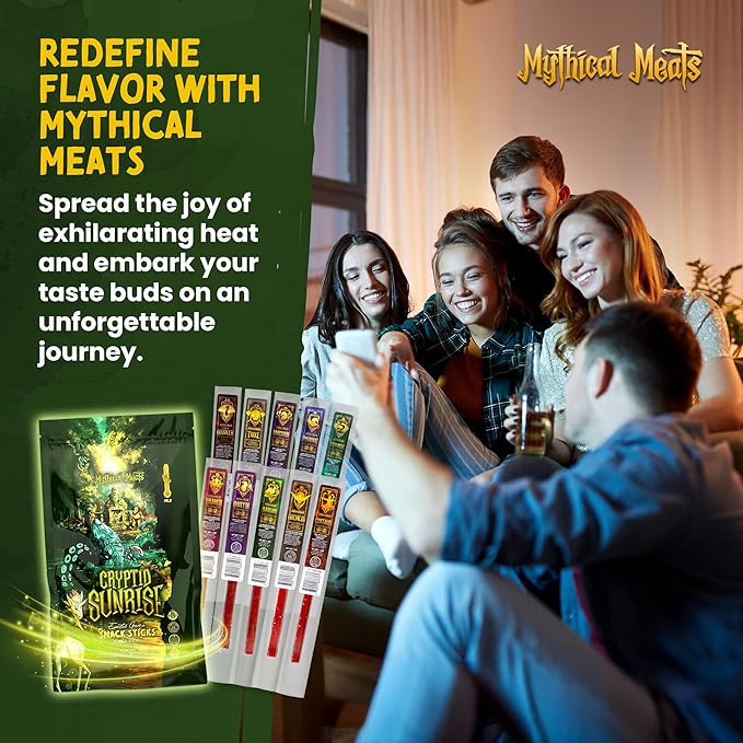 Mythical Meats Cryptid Sunrise Mild Variety Pack – 10 Legendary Exotic Game &amp Beef Snack Sticks – Dried &amp Dehydrated Meats Seasoned to Perfection – Bold Flavors Low Sugar &amp High Protein S