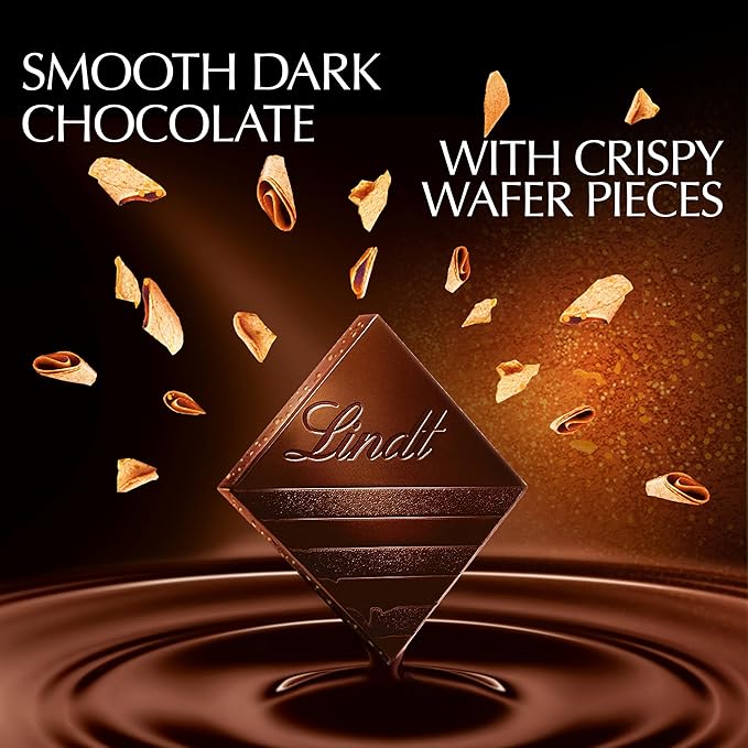 Lindt EXCELLENCE Crispy Wafer Dark Chocolate Candy Bar Dark Chocolate with Crispy Wafer Pieces 3.5 oz. Bar (12 Pack)