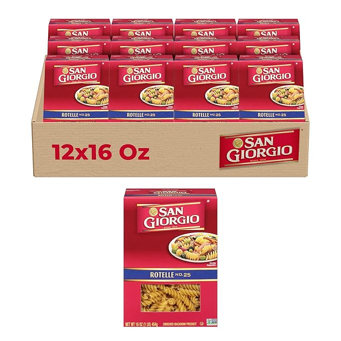 San Giorgio Rotelle Pasta 12-Pack (16 oz Each) – Classic Wheel-Shaped Pasta for Fun &amp Flavorful Dishes