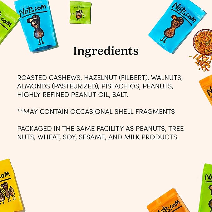 Nuts.com Nuts Assortment Tray – Mixed Nut Sampler Box for Festive Gifts – 2 lb Care Package Includes a Heart Healthy Variety of Cashews Pecans Pistachios &amp More