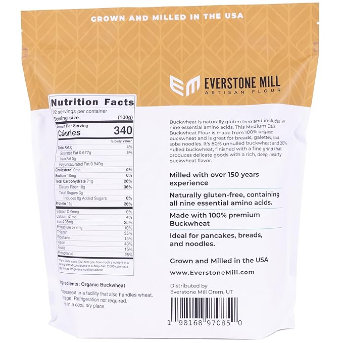 Buckwheat Flour | 5 LBS | Premium Quality Organic | Medium Dark | Fine Grind