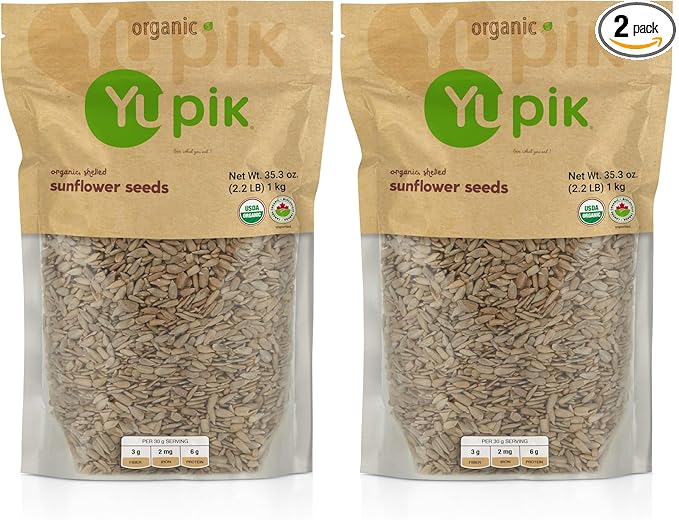Yupik Organic Raw Shelled Sunflower Seeds 2.2 lb (Pack of 2)