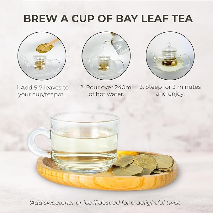 Bay Leaves Tea - 550 Dried Whole Leaves 4.06 oz Hojas de Laurel 100% Natural Sun Dried Caffeine-Free Herbal Tea For Brewing or Cooking Immune &amp Wellness Support