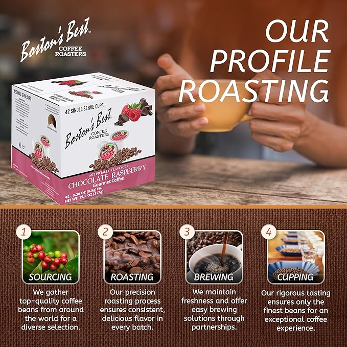 Boston’s Best - Chocolate Raspberry Flavored Coffee Medium Roast Gourmet Compatible with Keurig Coffee Maker 1 Count (42 Single Serve Cups)