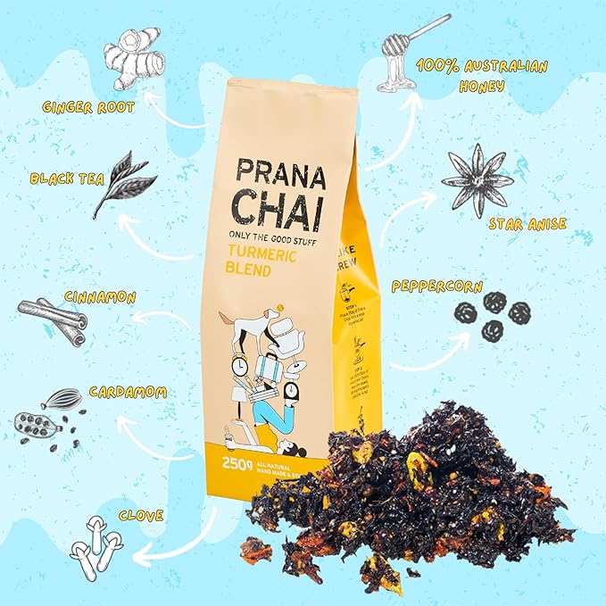 Prana Chai 3 Flavor Sampler - Masala Original Chai Turmeric Blend Peppermint