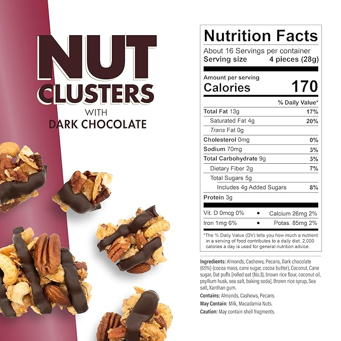 InnoFoods Dark Chocolate Nut Clusters Gluten Free Non-GMO 3 Pack 16 oz Each